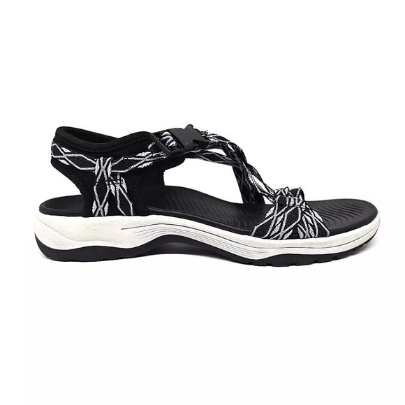 Lake & Trail Julie Sandals Black White Hiking Walking Women's Size 8 - Picture 8 of 12